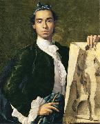 Luis Egidio Melendez Detail of Self-portrait Holding an Academic Study. oil on canvas